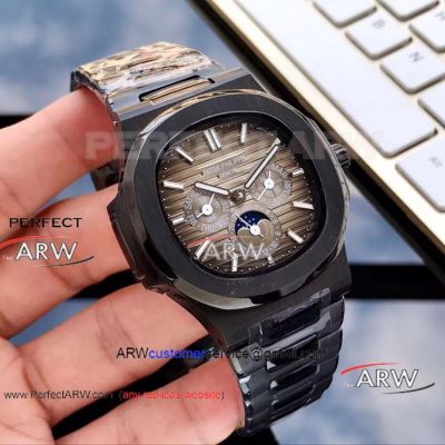 Perfect Replica Patek Philippe Replica Nautilus Watch Black Steel